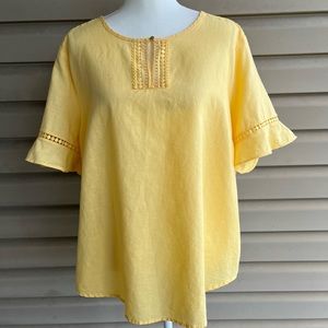 •Liz Claiborne• Linen Blend Crochet Detail Blouse - Size XXL
